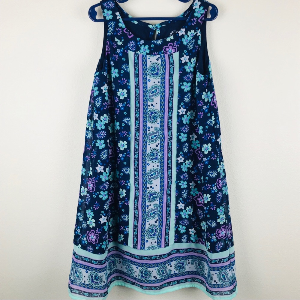 Wonder Nation blue floral & paisley dress sz M 7/8